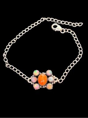 Spiny Oyster and Balloon Opal 925 Sterling Silver Bracelet NWOT